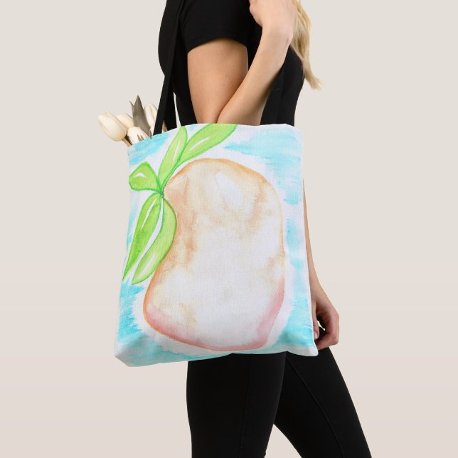 Watercolor Mango Hand Painted Tropical Kitchen     Tote Bag (Close Up)