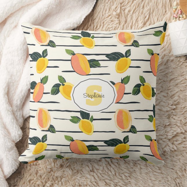 Watercolor Mango Pattern with Green Leaves (2) Cushion (Blanket)