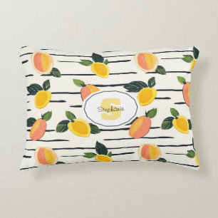 Watercolor Mango Pattern with Green Leaves (2) Decorative Cushion