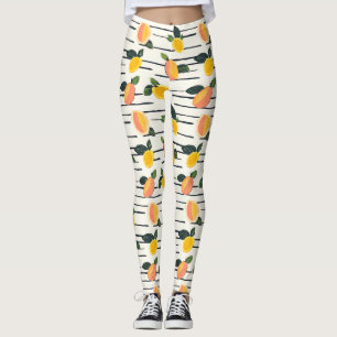 Watercolor Mango Pattern with Green Leaves (2) Leggings