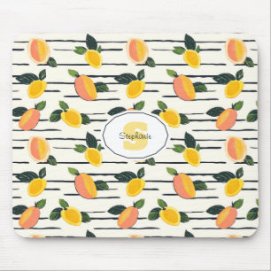 Watercolor Mango Pattern with Green Leaves (2) Mouse Mat