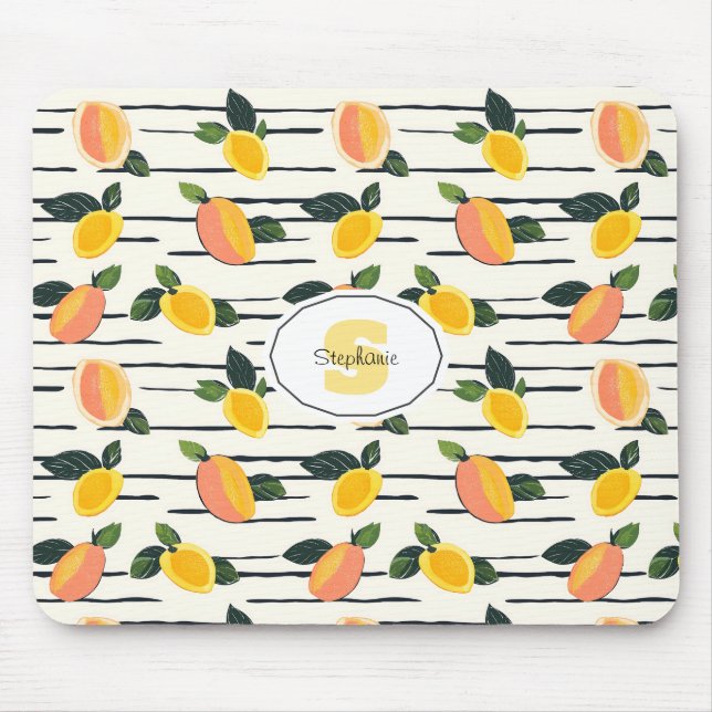 Watercolor Mango Pattern with Green Leaves (2) Mouse Mat (Front)