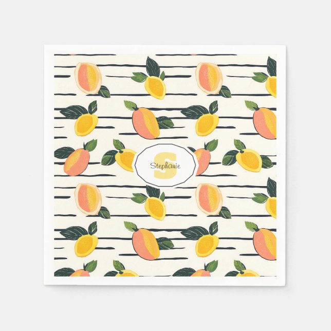 Watercolor Mango Pattern with Green Leaves (2) Napkin (Front)