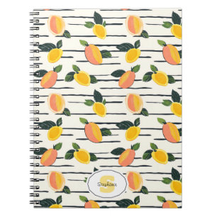Watercolor Mango Pattern with Green Leaves (2) Notebook