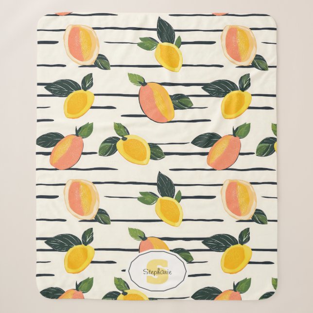 Watercolor Mango Pattern with Green Leaves (2) Sherpa Blanket (Front)