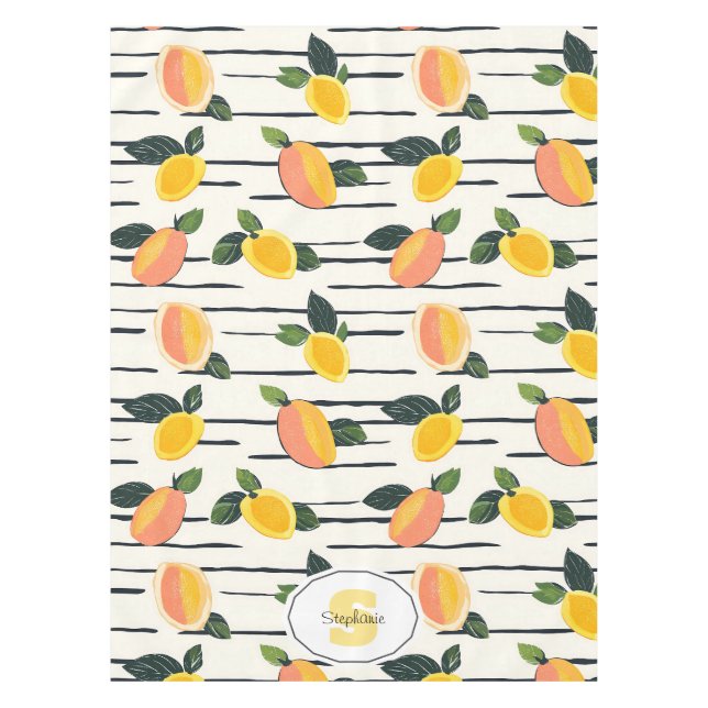 Watercolor Mango Pattern with Green Leaves (2) Tablecloth (Front)