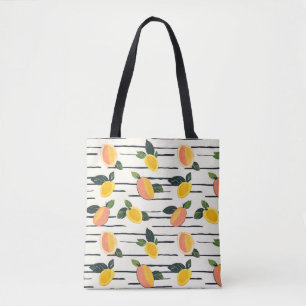 Watercolor Mango Pattern with Green Leaves (2) Tote Bag