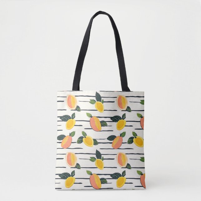 Watercolor Mango Pattern with Green Leaves (2) Tote Bag (Front)