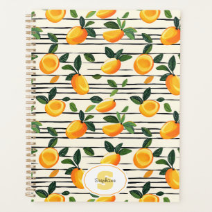 Watercolor Mango Pattern with Green Leaves Planner