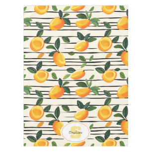 Watercolor Mango Pattern with Green Leaves Tablecloth