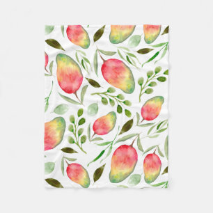 Watercolor Mangoes Pattern Fruit Fleece Blanket