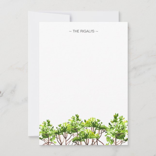 Watercolor Mangroves Personalised Stationery Card (Front)