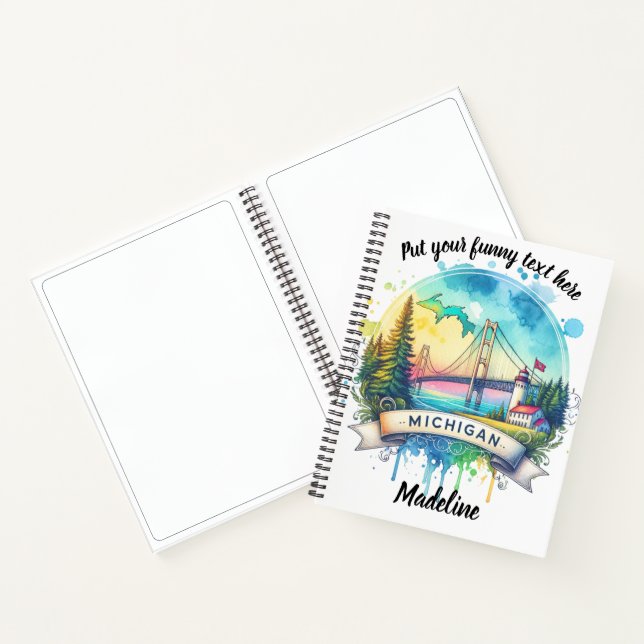 Watercolor map focusing on Michigan Notebook (Inside)