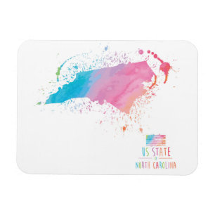 Watercolor Map   North Carolina Magnet