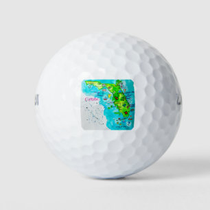 Watercolor Map of Florida Golf Balls