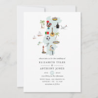 Watercolor Map of Portugal Destination Wedding
