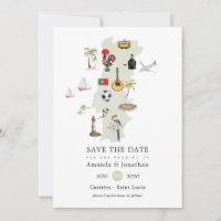 Watercolor Map of Portugal Destination Wedding