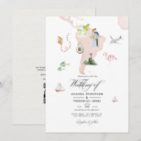 Watercolor Map of Rio Destination QR Code Wedding