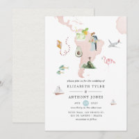 Watercolor Map of Rio Destination Wedding