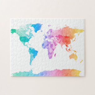 Watercolor Map of the World Map Jigsaw Puzzle