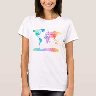 Watercolor Map of the World Map T-Shirt