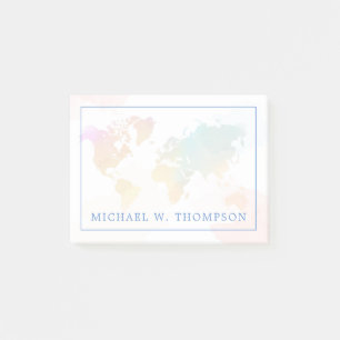 Watercolor Map Post-it Notes
