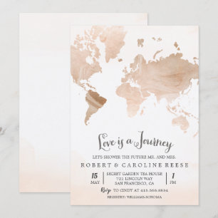 Watercolor Map Travel Couples Shower Invitation