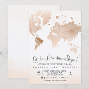 Watercolor Map Travel Couples Shower Invitation