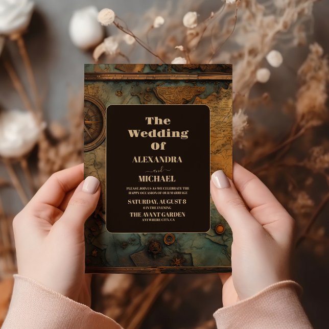 Watercolor Map Travel Wedding Invitation (Creator Uploaded)