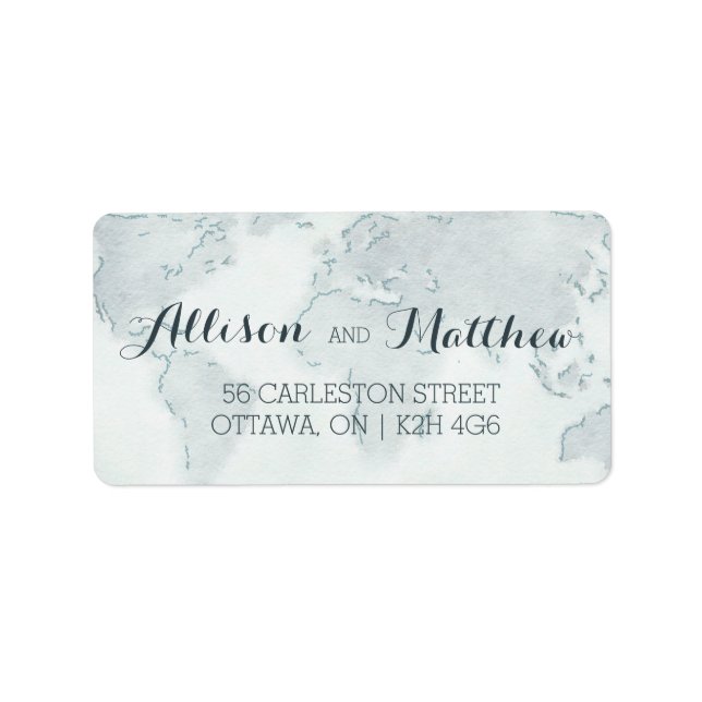 Watercolor Map Wedding Address Label (Front)