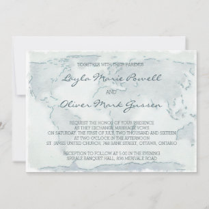 Watercolor map wedding invitation