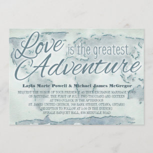 Watercolor map wedding invitation