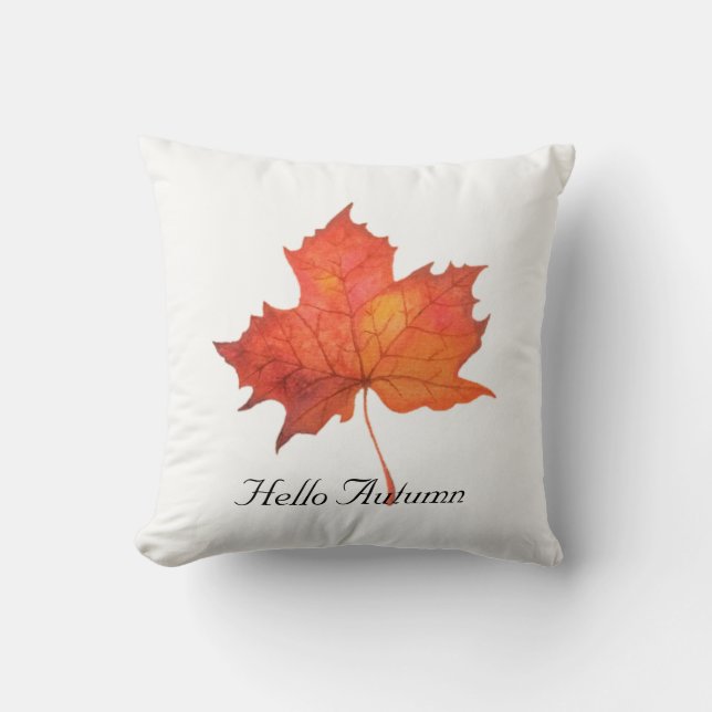 Watercolor Maple Leaf Cushion (Front)