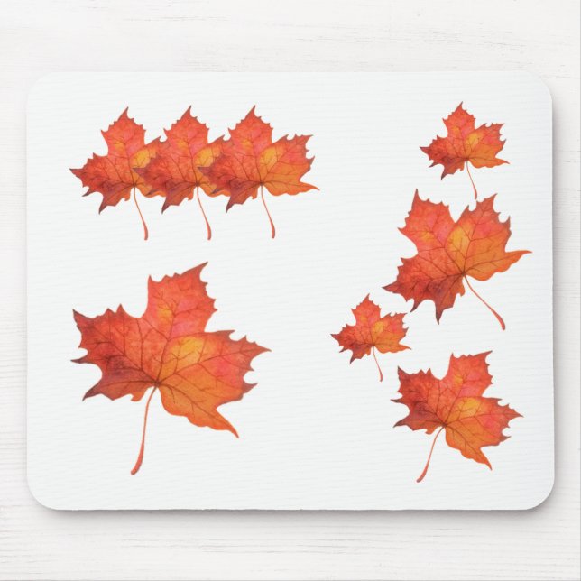Watercolor Maple Leaf Mouse Mat (Front)