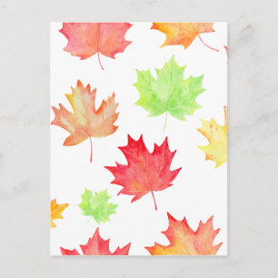 Watercolor Maple Leaf Pattern Postcard