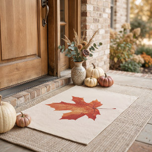 Watercolor Maple Leaf Thanksgiving Welcome Doormat