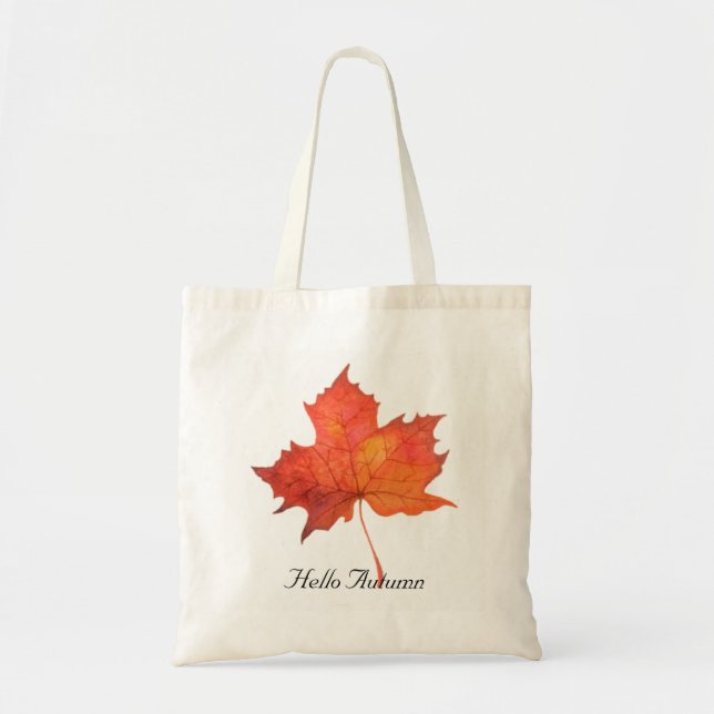 Watercolor Maple Leaf Tote Bag (Front)