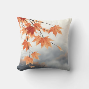 Watercolor Maple Leaves with Flowing Twigs Cushion