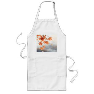 Watercolor Maple Leaves with Flowing Twigs Long Apron