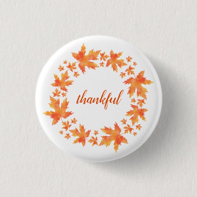 Watercolor Maple Leaves Wreath 3 Cm Round Badge (Front)