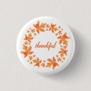 Watercolor Maple Leaves Wreath 3 Cm Round Badge