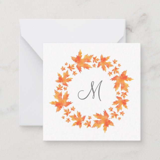 Watercolor Maple Leaves Wreath Card (Front)