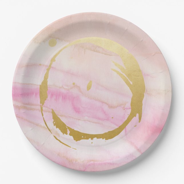 Watercolor Marble Bridal Baby Shower Paper Plates (Front)