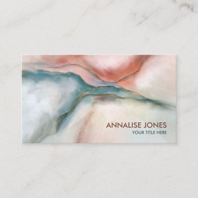 Watercolor Marble Flow Abstract Business Card (Front)