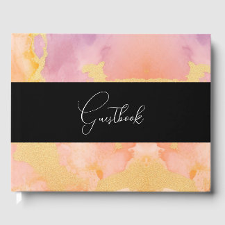 Watercolor Marble Texture Background Wedding Guest Book