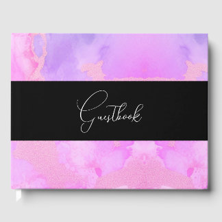 Watercolor Marble Texture Background Wedding Guest Book