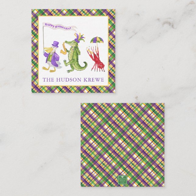Watercolor Mardi Gras Animal Parade Party Card (Front/Back)