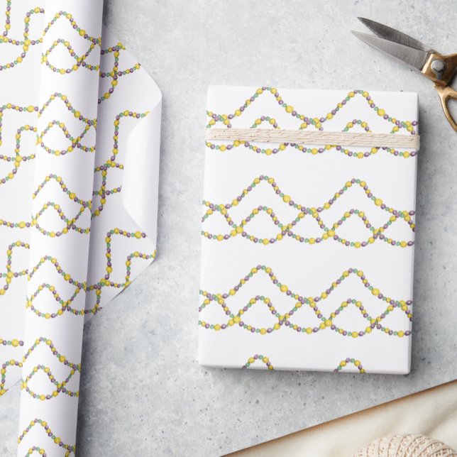 Watercolor Mardi Gras Beads Wrapping Paper (Creator Uploaded)