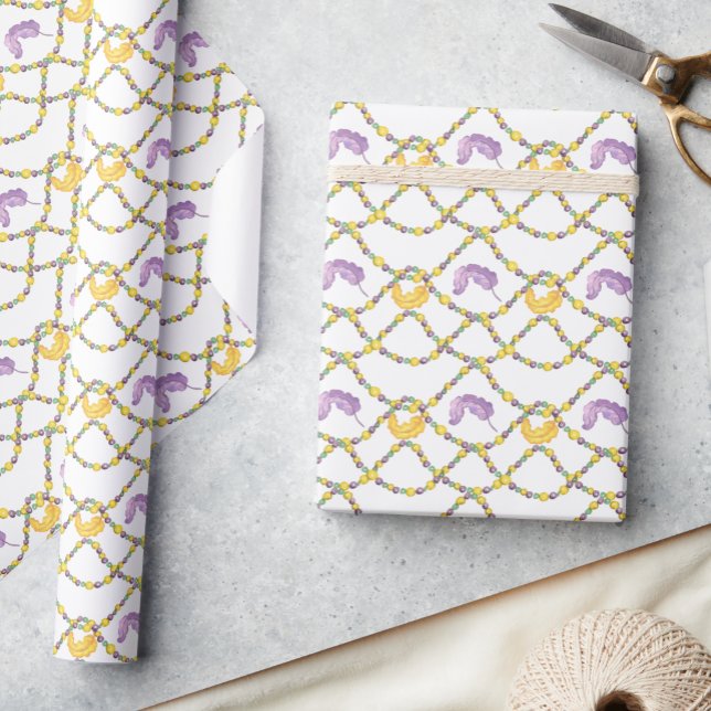 Watercolor Mardi Gras Beads Wrapping Paper (Creator Uploaded)