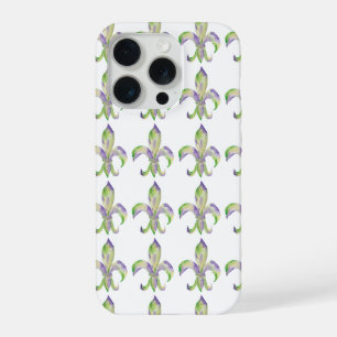 Watercolor Mardi Gras Fleur de Lis  iPhone 15 Pro Case